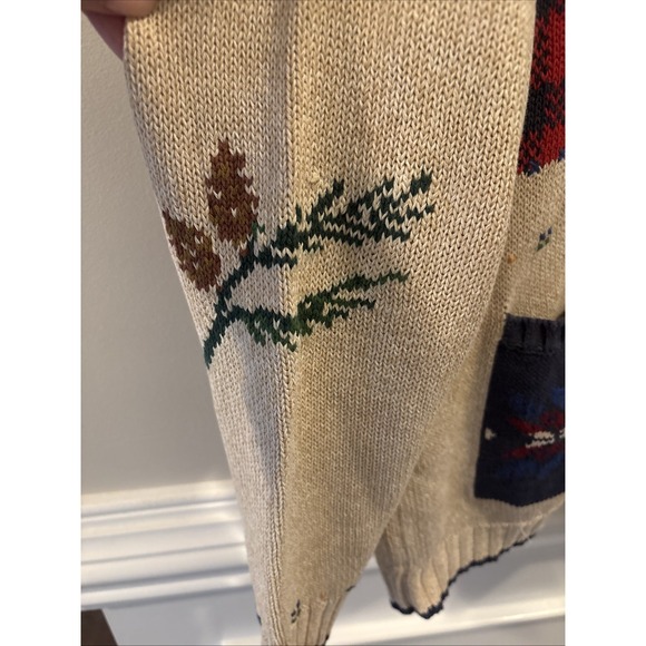 VTG  Woolrich Cottage Core Cardigan Sweater Women's S Beige Patchwork - Picture 3 of 7